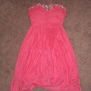 Coral strapless dress